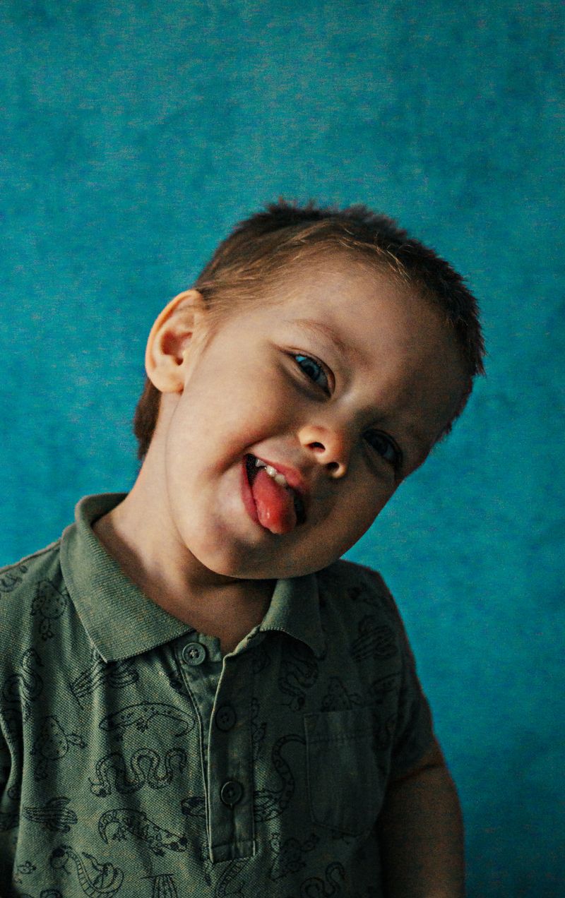 Playful child making a fun face